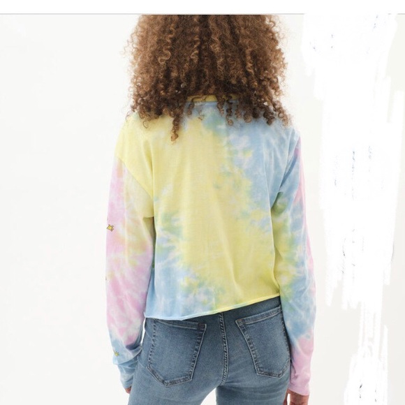“Nickelodeon” brand, SpongeBob Square Pants graphic, pastel tie-dye l/s crop top - Picture 3 of 10